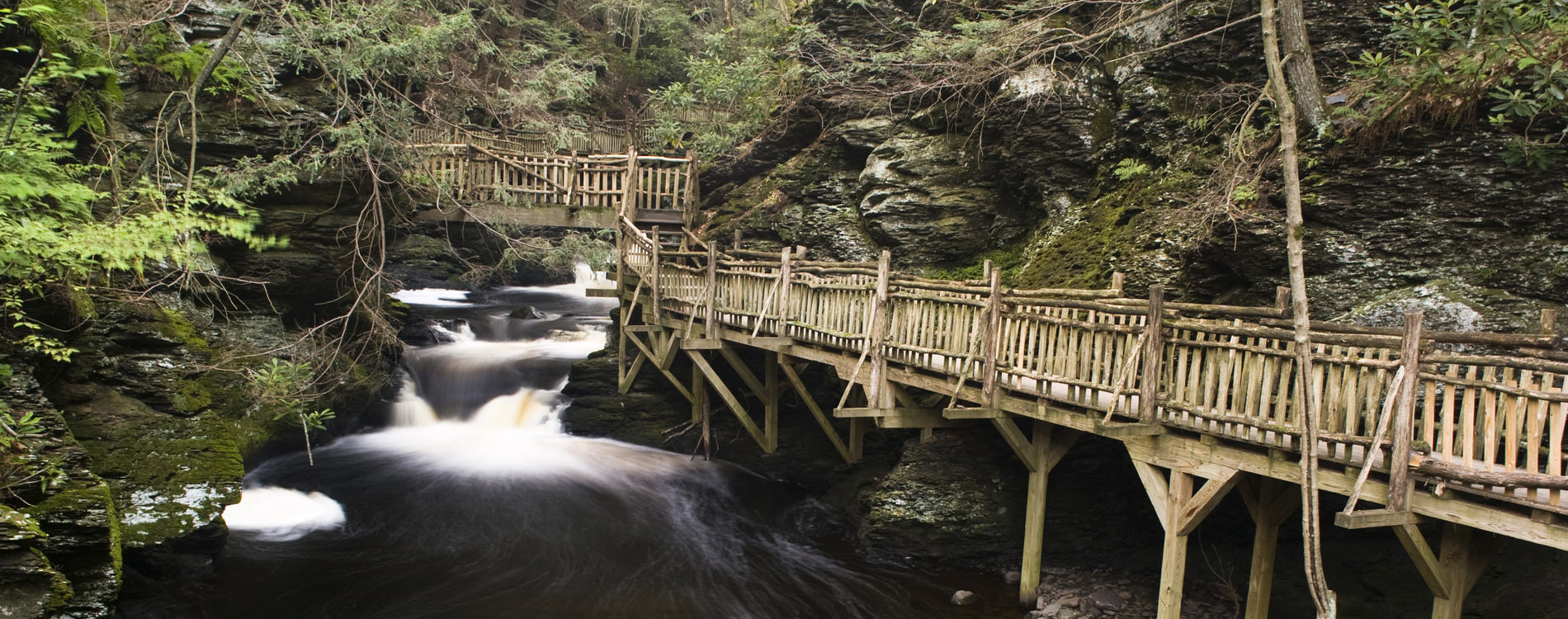 Bushkill Falls Footbridge in the Poconos Pennsylvania