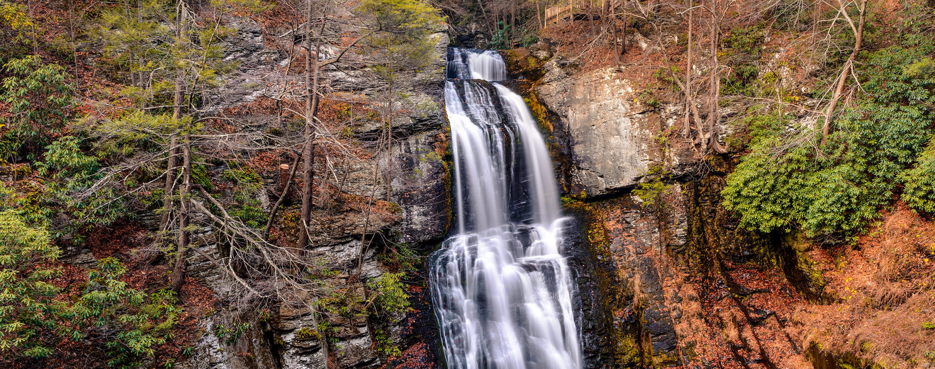 Fall at Bushkill Waterfall in the Poconos PA